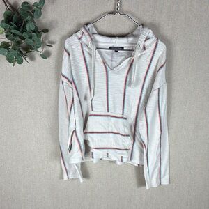 Ocean Drive > V Neck Striped Distressed Hoodie Large